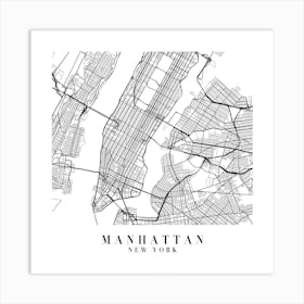 Manhattan New York Street Map Minimal Square Art Print