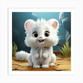 White Cat With Big Eyes Art Print