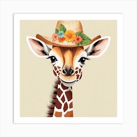 Floral Baby Giraffe Nursery Illustration (13) 1 Art Print