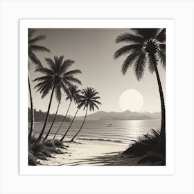 Palm Trees On The Beach Art Print