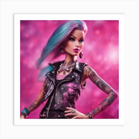 Punk Rock Tattoo Barbie Art Print