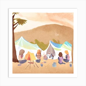 Watercolor Of Campers Art Print