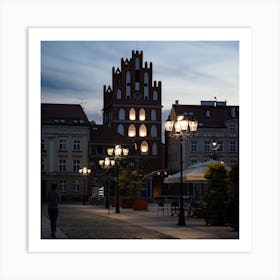 Old Town At Dusk Art Print