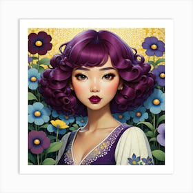 Asian Girl With Purple Hair 4 Art Print