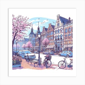 Cherry Blossoms In Amsterdam Art Print