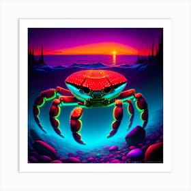 Crab At Sunset Art Print