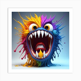 Leonardo Diffusion A 3d Hd Rainbow Splash Art Monster Face Bi 0 (2) Art Print