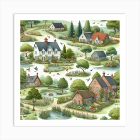 Country Cottages In Summer Art Print