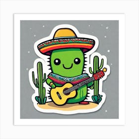 Cactus With Guitar 21 Art Print