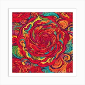 psychedelic red rose pattern Art Print