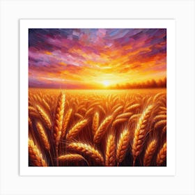 Sunset Wheat Field Art Print