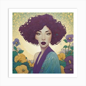 Asian Girl With Purple Hair 7 Art Print