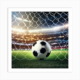 Soccer Ball In The Goal Art Print