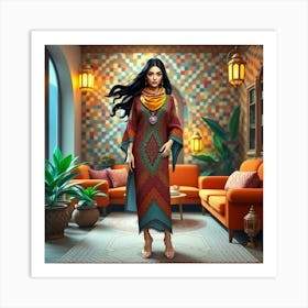 Arabic Woman In A Living Room Affiche