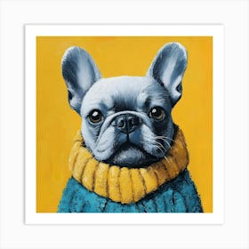 Frenchie In Yellow And Blue 8 Art Print