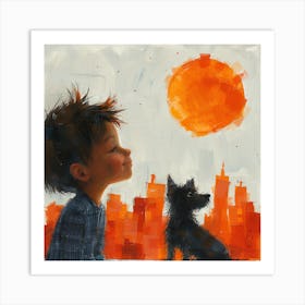 Boy And Dog Art Print