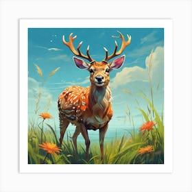 Deer In The Meadow 2 Art Print