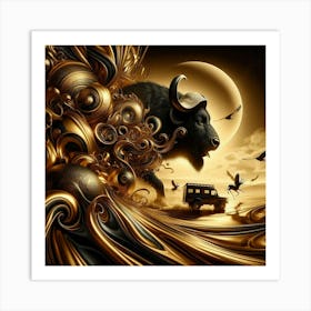 Abstract Of A Buffalo Art Print