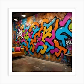 Words of the Street: Graffiti on Bricks Art Print