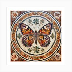 Roman Mosaic Butterfly III Art Print