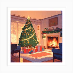 Christmas Tree In The Living Room 39 Art Print