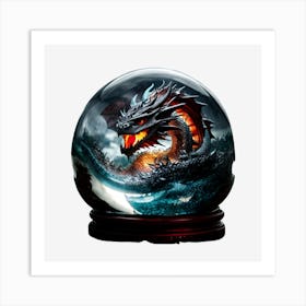 Dragon In A Snow Globe Art Print