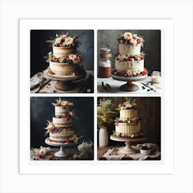 Four Wedding Cakes Art Print