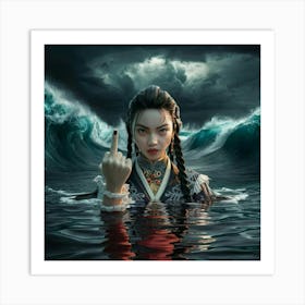 Chinese Girl In The Ocean Art Print