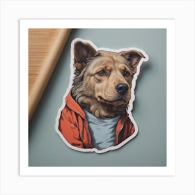 Dog In A Red Jacket Art Print