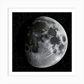 Firefly Moon, View, Below, Star, Satellites, Night, Space, Orbit, Celestial, Astronomy, Sky, Glow, C (8) Art Print