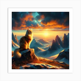 Cat In The Mountains Art Print