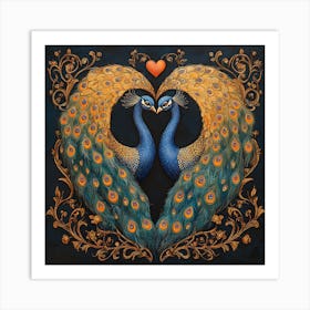 Peacocks In Love 1 Art Print