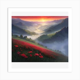 Poppies In The Valley Art Print