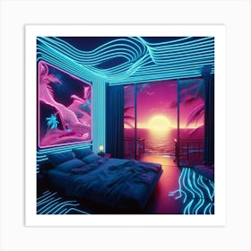 Neon Bedroom 4 Art Print