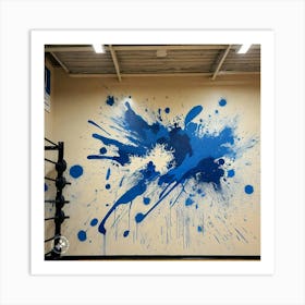 Blue Paint Splatter Art Print