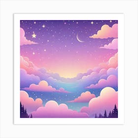 Sky With Twinkling Stars In Pastel Colors Square Composition 313 Art Print