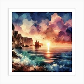 Sunset At The Beach 4 Art Print