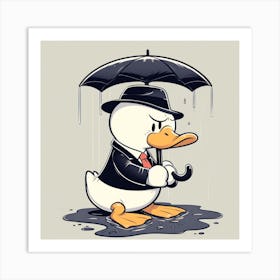 Duck In Rain Art Print