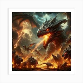 Dragons In Battle 1 Art Print