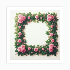 Frame With Pink Roses 2 Art Print