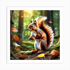 Squirrel In The Forest 352 Art Print