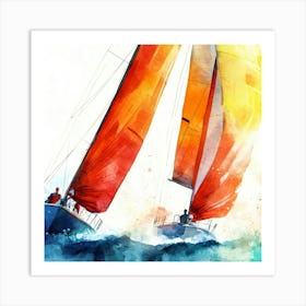 Sailboats In The Ocean 6 Art Print