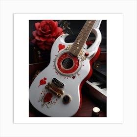 Heartstrings Monarchy Queen Of Hearts Guitar Elegance (15) Art Print