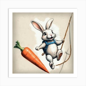 Rabbit On A Rope 4 Art Print