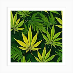 Seamless Pattern Of Marijuana Leaves 2 Art Print