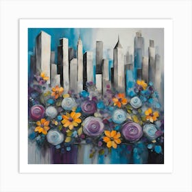 Cityscape With Flowers Art Print