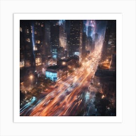 New York City At Night Art Print