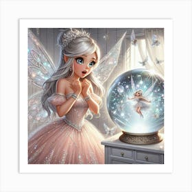 Fairy Princess & the Snow Globe 1 Art Print