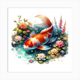 Koi fish swimming Art Print