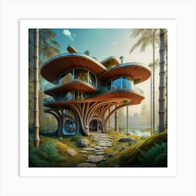 Huge colorful futuristic house design with vibrant details 12 Art Print